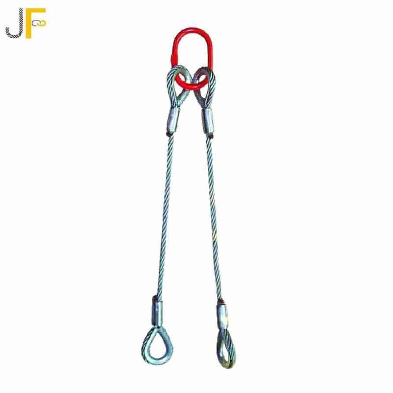 2-Leg Bridle Wire Rope Slings - Fiber Core JF Brand fiber core 2-Leg Bridle Wire Rope Sling